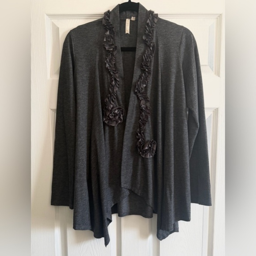 Chenault Charcoal Ruffled Cardigan